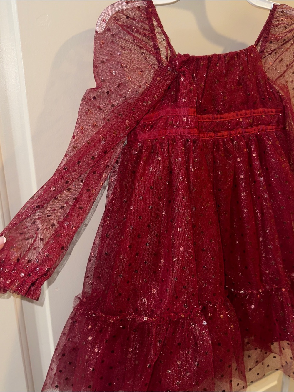 cupcakes & cashmere Burgundy Sparkle Tulle Kids Costume Dress